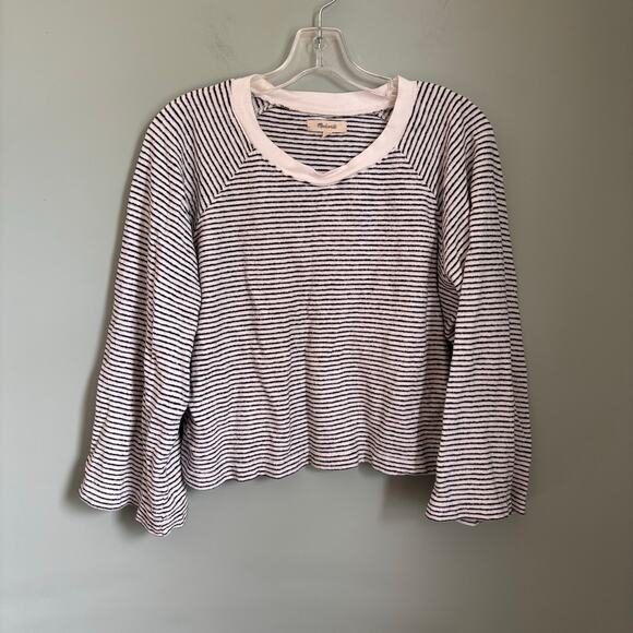 Madewell Terry Raglan Sweatshirt in Stripe69 - Picture 2 of 6